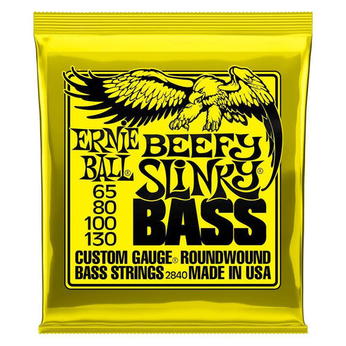 Ernie Ball Beefy Slinky Nickel Wound Electric Bass Guitar Strings - 65-130